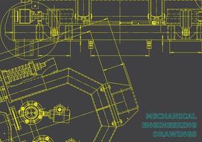 sistemas de design auxiliado por computador. ilustrações técnicas, planos de fundo. desenho de engenharia mecânica. indústria de construção de máquinas. desenhos de fabricação de instrumentos vetor