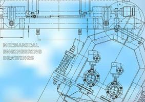 projeto. ilustração em vetor engenharia. capa, panfleto, banner, plano de fundo. desenhos de fabricação de instrumentos. desenho de engenharia mecânica. ilustrações técnicas