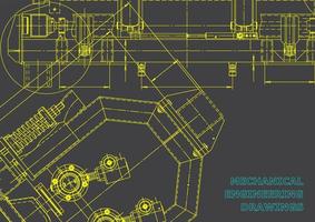 sistemas de design auxiliado por computador. ilustrações técnicas, planos de fundo. desenho de engenharia mecânica. indústria de construção de máquinas. desenhos de fabricação de instrumentos vetor