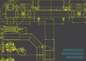 sistemas de design auxiliado por computador. ilustrações técnicas, planos de fundo. desenho de engenharia mecânica. indústria de construção de máquinas. desenhos de fabricação de instrumentos vetor