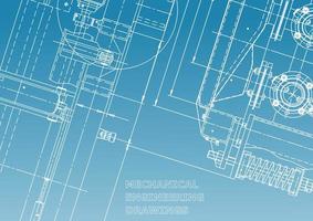 sistemas de design auxiliado por computador. ilustrações técnicas, planos de fundo. desenho de engenharia mecânica. indústria de construção de máquinas. desenhos de fabricação de instrumentos vetor