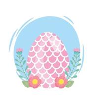 ovo de páscoa feliz decorado com forma de flores de escamas de peixe vetor