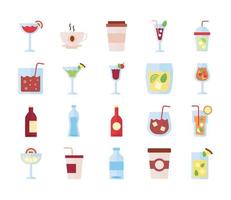Conjunto de ícones de coleção de bebidas