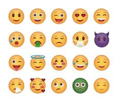 conjunto de ícones de conjuntos de rostos de emojis vetor