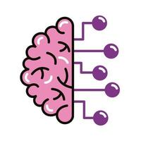 cérebro humano com linha de infográfico e ícone de estilo de preenchimento vetor