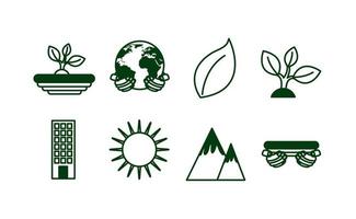 pacote de ícones do conjunto de ecologia vetor