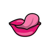 boca pop art lambendo sensualmente os lábios preenchidos com estilo vetor