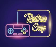 neon retro de videogame com controle vetor