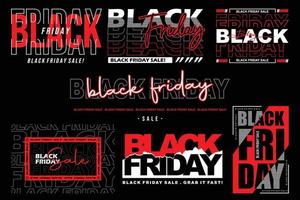 design de tipografia black friday definido para banner e postagem em mídia social vetor