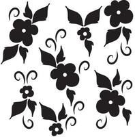 padrão floral preto e branco sem costura em estilo doodle vetor