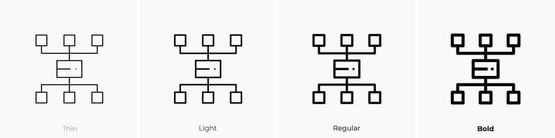 organização ícone. afinar, luz, regular e negrito estilo Projeto isolado em branco fundo vetor