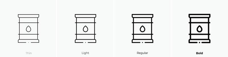 óleo barril ícone. afinar, luz, regular e negrito estilo Projeto isolado em branco fundo vetor