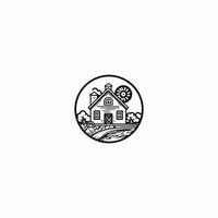 ai gerado Fazenda casa linha arte logotipo ícone Projeto vetor