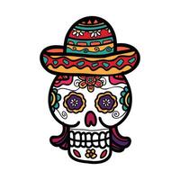 isolar calavera mexicano crânio mão desenhado ilustração em fundo vetor