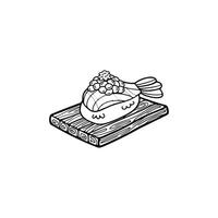 isolar camarão Sushi japonês Comida plano estilo ilustração vetor