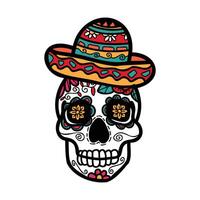 isolar calavera mexicano crânio mão desenhado ilustração em fundo vetor