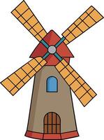 moinho de vento dentro desenho animado estilo vetor ilustração