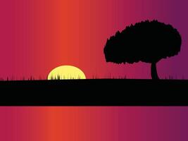 ilustração da paisagem do pôr do sol vetor