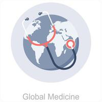 global remédio e global ícone conceito vetor