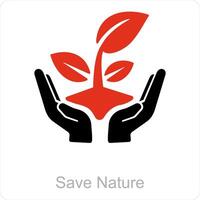 Salve  natureza e natureza ícone conceito vetor