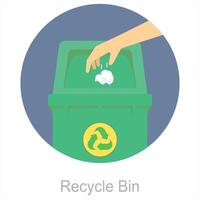 reciclar bin e bin ícone conceito vetor