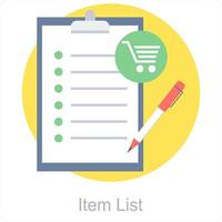 item Lista e Lista ícone conceito vetor