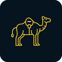 camelo linha amarelo branco ícone vetor