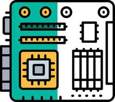 placa mãe preenchidas metade cortar ícone vetor