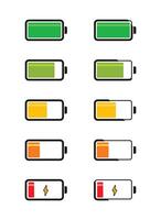 conjunto de ícones de bateria vetor