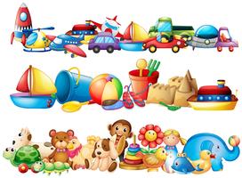 Conjunto de diferentes tipos de brinquedos vetor