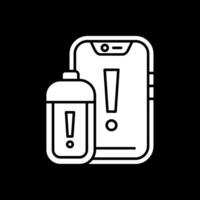 ícone invertido de glifo de bateria vetor