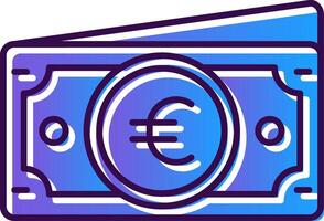 euro gradiente preenchidas ícone vetor