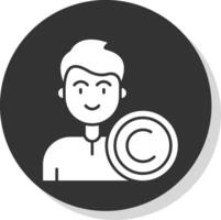 direito autoral glifo cinzento círculo ícone vetor