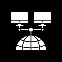 ícone invertido de glifo de rede vetor