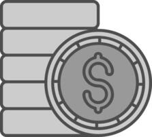 moeda linha preenchidas escala de cinza ícone vetor