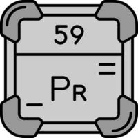 praseodímio linha preenchidas escala de cinza ícone vetor
