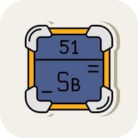 antimônio linha preenchidas branco sombra ícone vetor