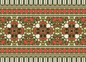 pixel safras Cruz ponto tradicional étnico padronizar paisley flor ikat fundo abstrato asteca africano indonésio indiano desatado padronizar para tecido impressão pano vestir tapete cortinas e sarongue vetor