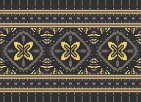 pixel safras Cruz ponto tradicional étnico padronizar paisley flor ikat fundo abstrato asteca africano indonésio indiano desatado padronizar para tecido impressão pano vestir tapete cortinas e sarongue vetor