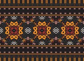 pixel safras Cruz ponto tradicional étnico padronizar paisley flor ikat fundo abstrato asteca africano indonésio indiano desatado padronizar para tecido impressão pano vestir tapete cortinas e sarongue vetor