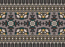 pixel Cruz ponto tradicional étnico padronizar paisley flor ikat fundo abstrato asteca africano indonésio indiano desatado padronizar para tecido impressão pano vestir tapete cortinas e sarongue vetor