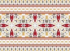 pixel Cruz ponto tradicional étnico padronizar paisley flor ikat fundo abstrato asteca africano indonésio indiano desatado padronizar para tecido impressão pano vestir tapete cortinas e sarongue vetor