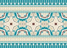 pixel Cruz ponto tradicional étnico padronizar paisley flor ikat fundo abstrato asteca africano indonésio indiano desatado padronizar para tecido impressão pano vestir tapete cortinas e sarongue vetor