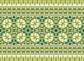 pixel safras Cruz ponto tradicional étnico padronizar paisley flor ikat fundo abstrato asteca africano indonésio indiano desatado padronizar para tecido impressão pano vestir tapete cortinas e sarongue vetor