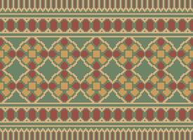 pixel safras Cruz ponto tradicional étnico padronizar paisley flor ikat fundo abstrato asteca africano indonésio indiano desatado padronizar para tecido impressão pano vestir tapete cortinas e sarongue vetor