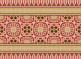 pixel safras Cruz ponto tradicional étnico padronizar paisley flor ikat fundo abstrato asteca africano indonésio indiano desatado padronizar para tecido impressão pano vestir tapete cortinas e sarongue vetor