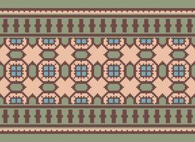 pixel safras Cruz ponto tradicional étnico padronizar paisley flor ikat fundo abstrato asteca africano indonésio indiano desatado padronizar para tecido impressão pano vestir tapete cortinas e sarongue vetor