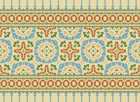 pixel safras Cruz ponto tradicional étnico padronizar paisley flor ikat fundo abstrato asteca africano indonésio indiano desatado padronizar para tecido impressão pano vestir tapete cortinas e sarongue vetor