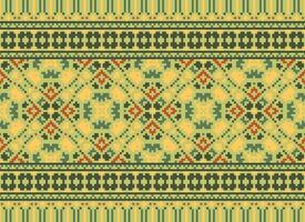 pixel safras Cruz ponto tradicional étnico padronizar paisley flor ikat fundo abstrato asteca africano indonésio indiano desatado padronizar para tecido impressão pano vestir tapete cortinas e sarongue vetor