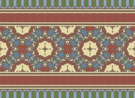 pixel safras Cruz ponto tradicional étnico padronizar paisley flor ikat fundo abstrato asteca africano indonésio indiano desatado padronizar para tecido impressão pano vestir tapete cortinas e sarongue vetor